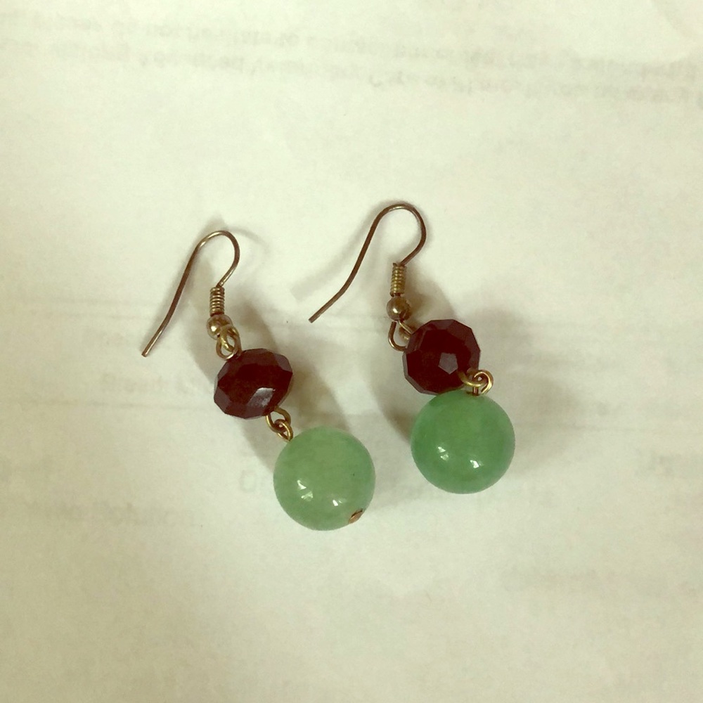 Black and Green Drop Earrings